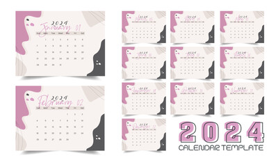 Calendar 2024  corporate design planner template. Calendar 2024