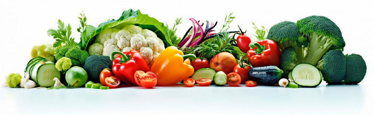 Different vegetables isolate on white background. Generative AI,