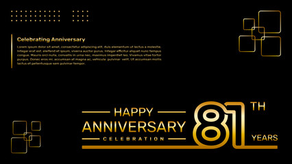 81th year anniversary template design with gold color, vector template illustration