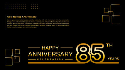 85th year anniversary template design with gold color, vector template illustration