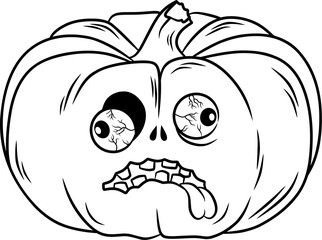 pumkin hallowen cartoon line art