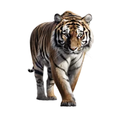 Foto op Aluminium A tiger isolated on a transparent png white background © XYNature