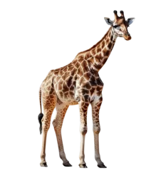 Foto op Plexiglas A giraffe isolated on a transparent png white background © XYNature