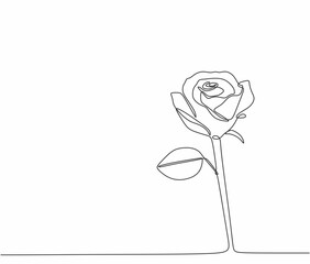 One line rose design line art Flower vector. Hand drawn minimalism style illustration isolated on white background.