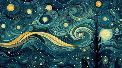Sky background with stars and swirls Generative Ai