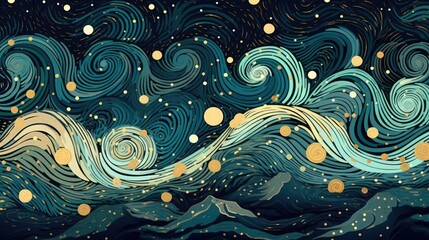 Sky background with stars and swirls Generative Ai