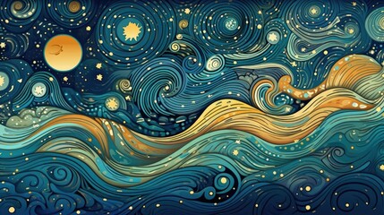 Sky background with stars and swirls Generative Ai