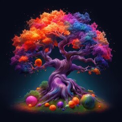 A tree surrounded by many different colors Generative Ai
