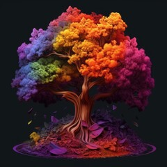 A tree surrounded by many different colors Generative Ai