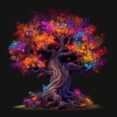 A tree surrounded by many different colors Generative Ai