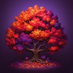 A tree surrounded by many different colors Generative Ai