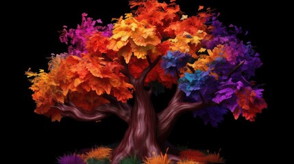 A beautiful tree with many colors on it Generative Ai