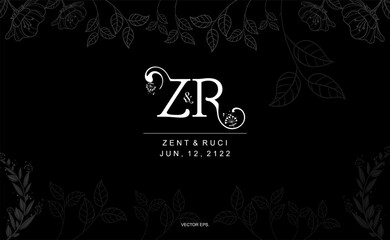Z,R, ZR Beauty vector initial logo, wedding monogram collection, Modern Minimalistic and Floral templates for Invitation cards, Save the Date, Logo identity for restaurant, boutique, cafe in vector