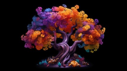 A beautiful tree with many colors on it Generative Ai
