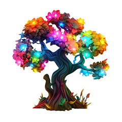 Fototapeta na wymiar Colorful illustration of trees isolated on background with Generative AI