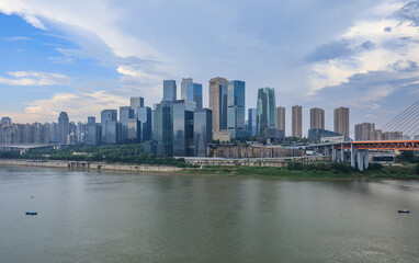 Fototapeta na wymiar Panoramic view of city skyline and modern buildings in Chongqing, China.