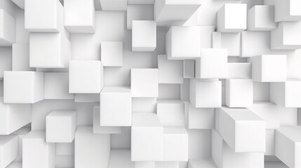 Abstract minimal white isometric cubes background texture. Elegant modern geometric squares wallpaper pattern, generative AI