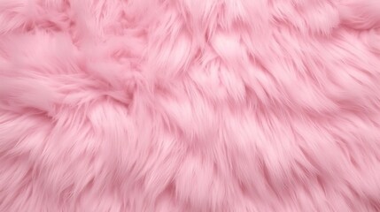 Seamless soft fluffy light pastel pink long pile animal fur background texture. Cute cozy comfort winter pattern, generative AI - obrazy, fototapety, plakaty