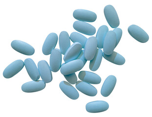 blue pills  isolated on transparent or white background, png, mockup