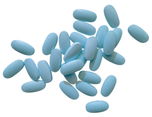 blue pills  isolated on transparent or white background, png, mockup