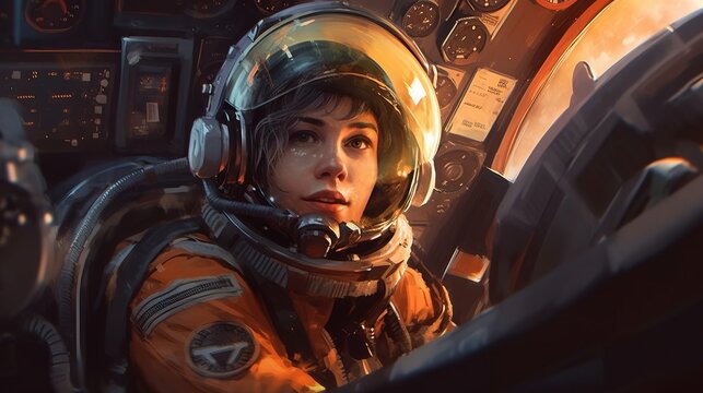 A Woman In An Astronaut Suit. Generative AI Art.