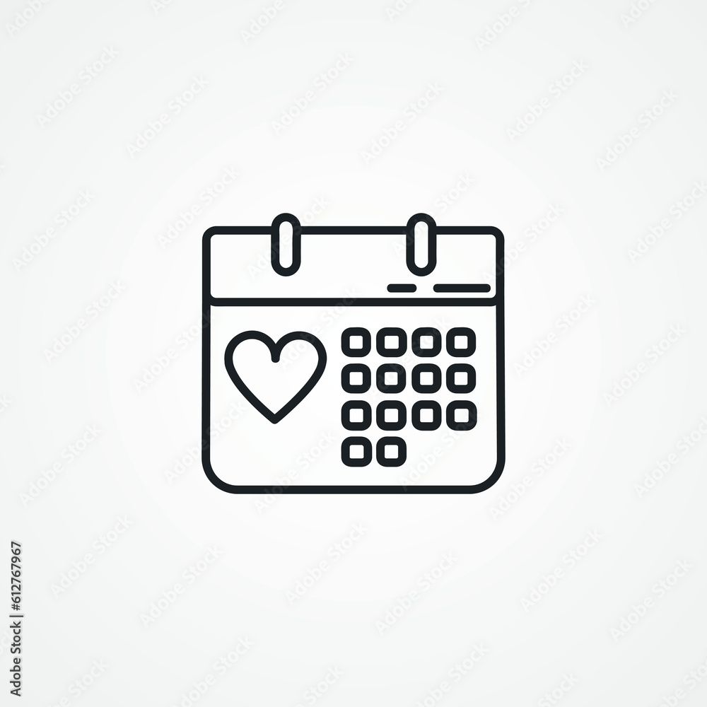 Wall mural calendar valentine day line icon. calendar line icon.