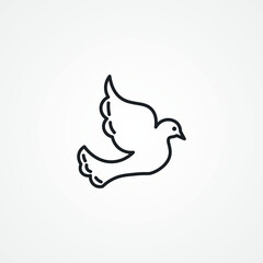 Dove line icon. Dove bird line icon.
