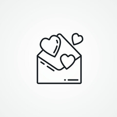 envelope with heart line icon. Love message line icon. love letter mail line icon.