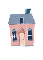 house in landscape with lantern . didgital drowing