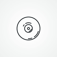 Vinyl record line icon, gramophone record symbol, music plate line icon