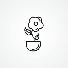Indoor plant in a pot line icon. flower in a pot line icon.