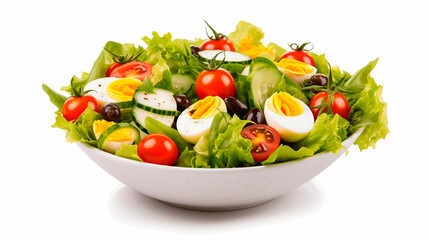 Vegetable salad isolate on white background. Generative AI,
