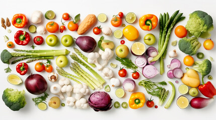 Different vegetables isolate on white background. Generative AI,