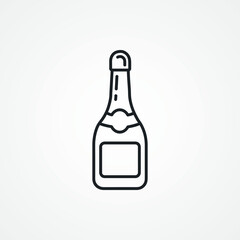 Champagne bottle line icon. champagne bottle explodes web linear icon.