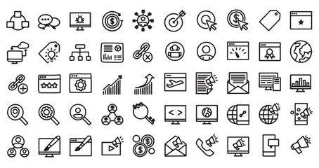 SEO icon set, business icon pack, marketing icon set, line icon