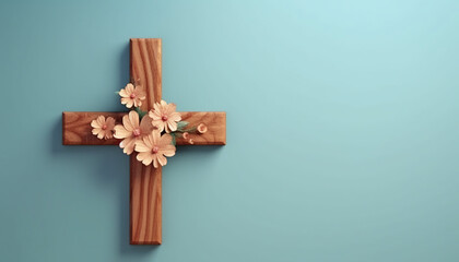 Fototapeta premium Christian Background With Cross and Flower