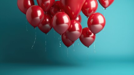 red party balloons set on a white background, in the style of spectacular backdrops, Generative AI