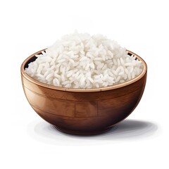 Bowl full of cooked rice isolated