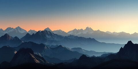 Plakat amazing panoramic view of high mountains and high mountains ranges