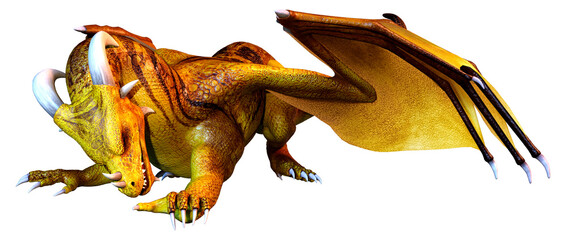 3D Rendering Fairy Tale Dragon on White