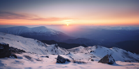Fototapeta na wymiar winter mountains panoramic view