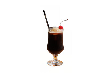 glass of coffee float with cherry.
