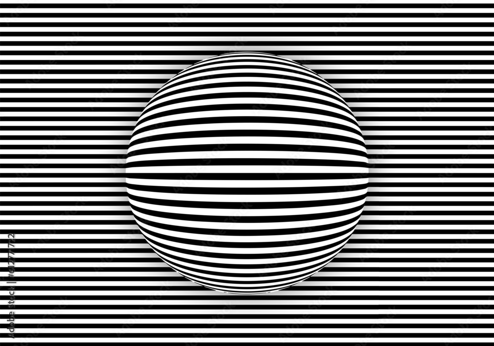 Canvas Prints abstract optical illusion shape. background with black and white lines. vector illustration.