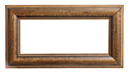Wood picture frame isolated on white background with clipping path. Image display concept. AI