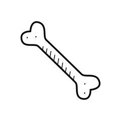 Bone icon doodle vector illustration. The concept of food for a dog or treats for an animal.