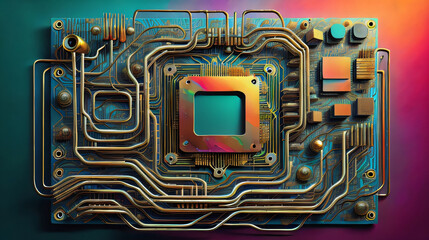 Abstract technology circuit design of a  New compute mother board and processor created Background generative AI
