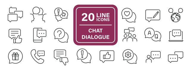 Chat, dialogue line icons. Editable stroke. For website marketing design, logo, app, template, ui, etc. Vector illustration.