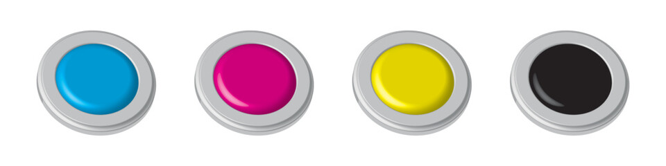 buttons set, cmyk color mode, vector illustration 