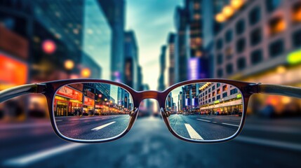 Glasses make the world around you brighter, blurry background, ai - obrazy, fototapety, plakaty