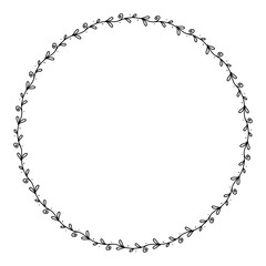 Naklejka premium Flower frame border in minimal doodle style 